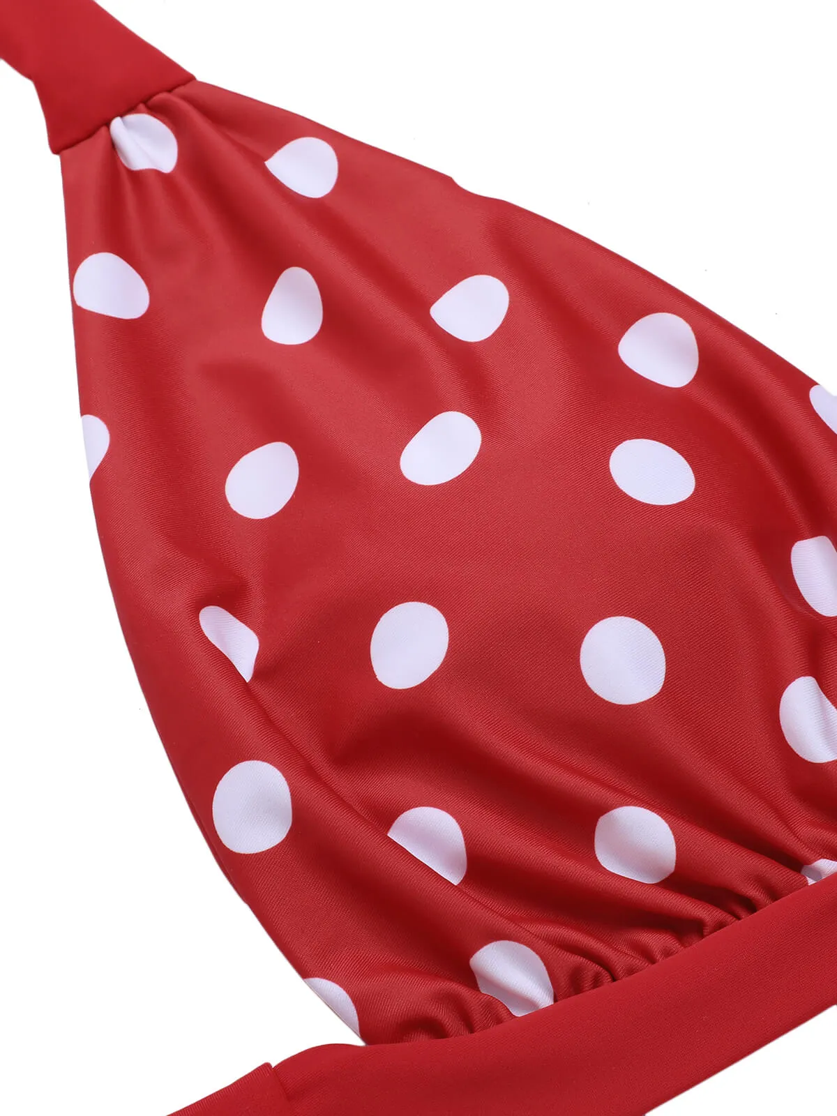 [Pre-Sale] Red 1950s Polka Dot Halter Separate Swimsuit