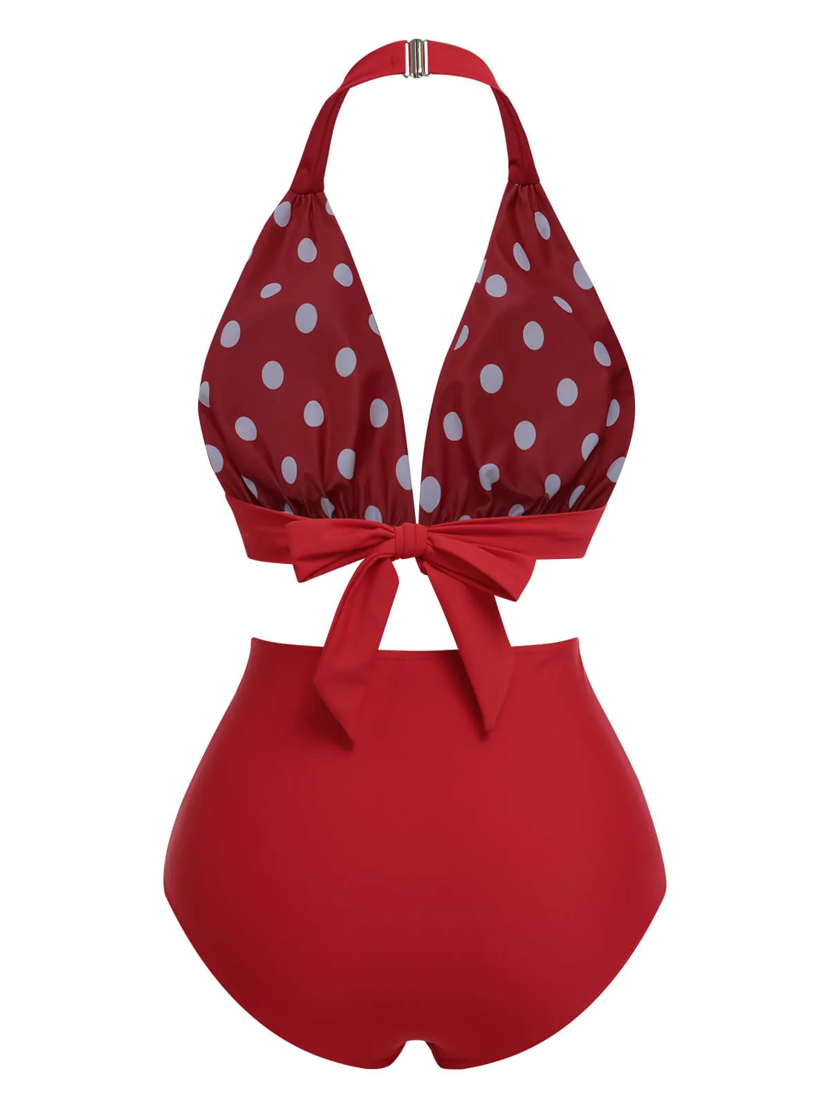 [Pre-Sale] Red 1950s Polka Dot Halter Separate Swimsuit