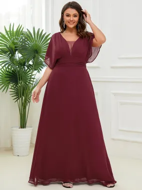 Robe de Soirée Longue Grande Taille en Mousseline à Taille Empire