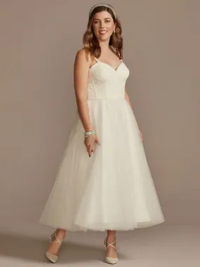 Short Wedding Dress White Sleeveless Tea-Length Sweetheart Neck Sleeveless A-Line Natural Waist Tulle Bridal Dresses