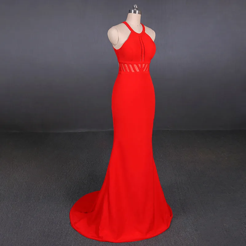 Simple Red Mermaid Long Prom Dresses Elegant Party Dresses Prom Gowns