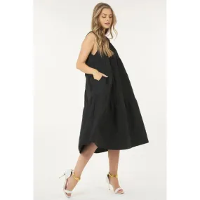 Sleeveless Basic Stretch Poplin Dress With Layers