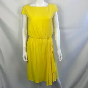 StJohn Yellow Drape Front Cap Sleeves Dress