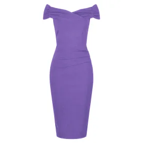 Summer Lilac Cap Sleeve Crossover Top Bardot Wiggle Dress