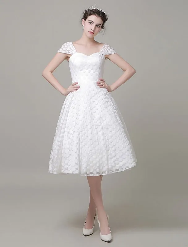 Sweetheart Wedding Dress Tulle A-Line Knee-Length Bridal Dress