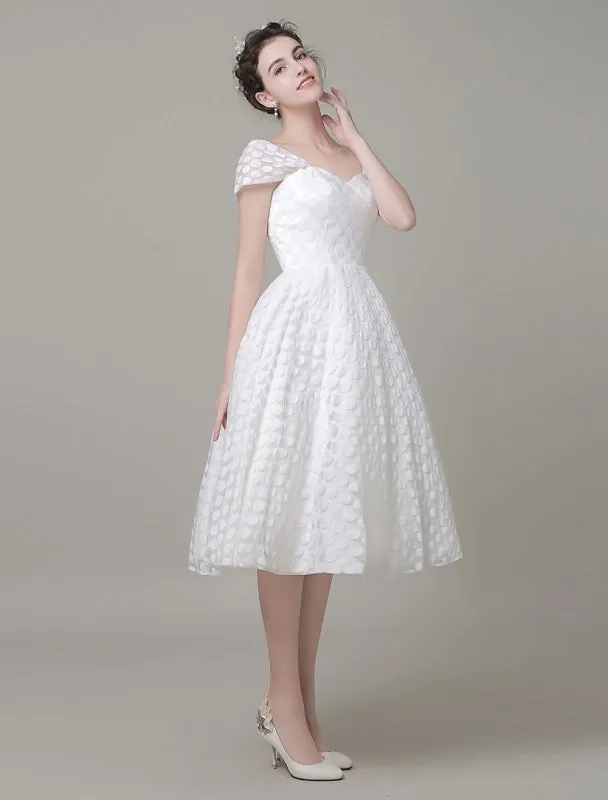 Sweetheart Wedding Dress Tulle A-Line Knee-Length Bridal Dress