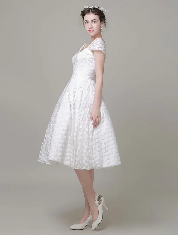 Sweetheart Wedding Dress Tulle A-Line Knee-Length Bridal Dress