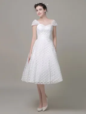 Sweetheart Wedding Dress Tulle A-Line Knee-Length Bridal Dress